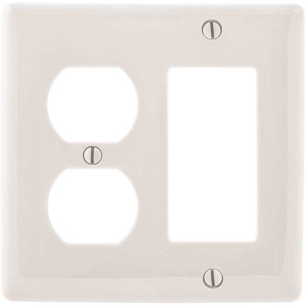 Hubbell Wiring 2-Gang White Medium Size Duplex and Decorator Wall Plate PJ826W